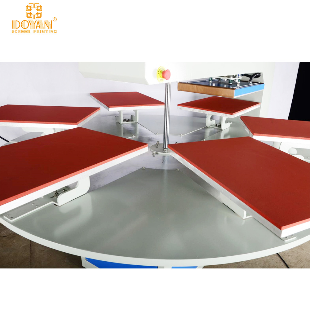 Duyang máquina rotativa neumática automática de seis estaciones de impresión de transferencia de calor máquina de impresión de prensado perforación de prendas de vestir