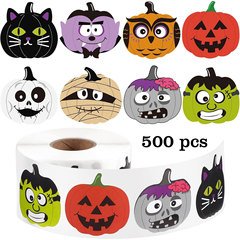 500 ステッカー/ロールハロウィンホリデーお祝い自己粘着ステッカーラベルシールステッカー特殊な形のカボチャ絵文字パッケージ落書き