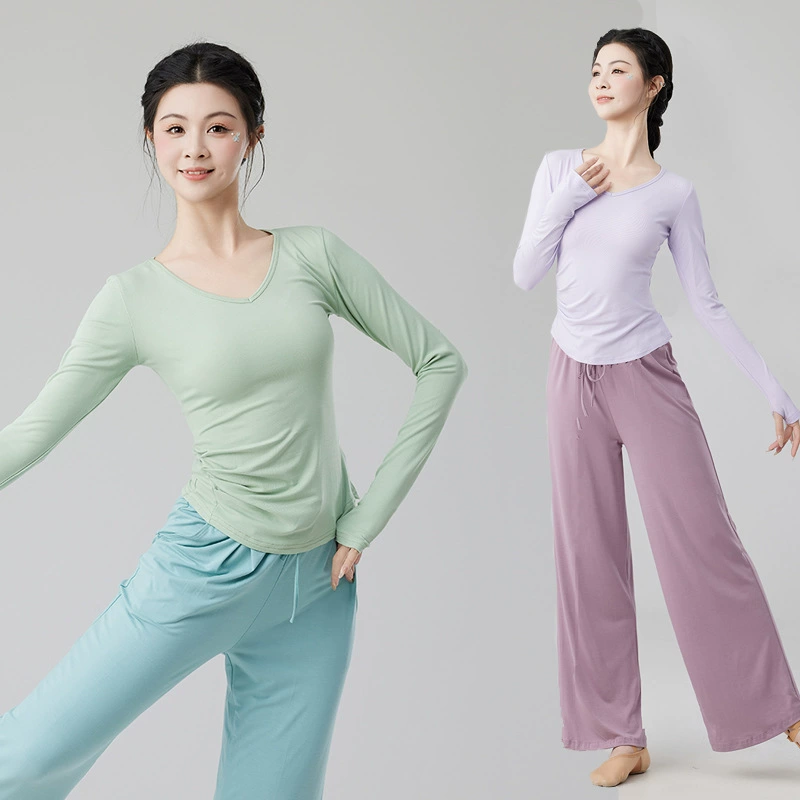 Одежда для танцевальных тренировок для взрослых женщин, новые современные танцевальные боди с длинными рукавами, топы для классических танцев, тренировочные танцевальные топы