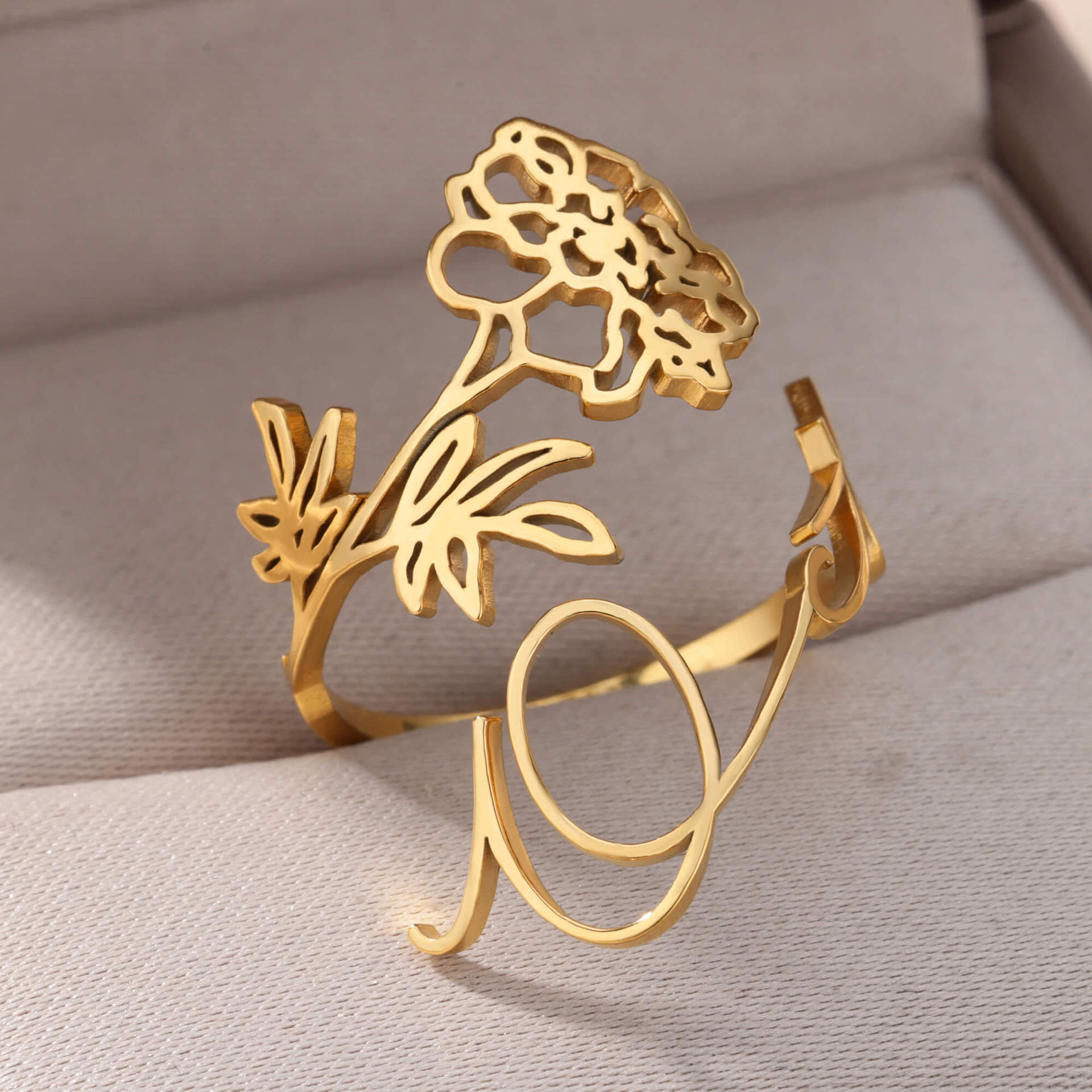 Joyería Al Por Mayor Estilo Vintage Estilo Clásico Flor Acero Inoxidable 304 Enchapado Anillos Abiertos display picture 16