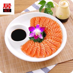 批發純白陶瓷圓形有格帶醋碟子壽司盤點心菜碟家用菜盤餃子盤三文