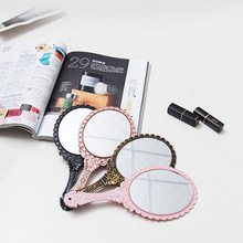 手持镜子小随身镜化妆镜迷你古风欧式椭圆学生宿舍便携手柄镜