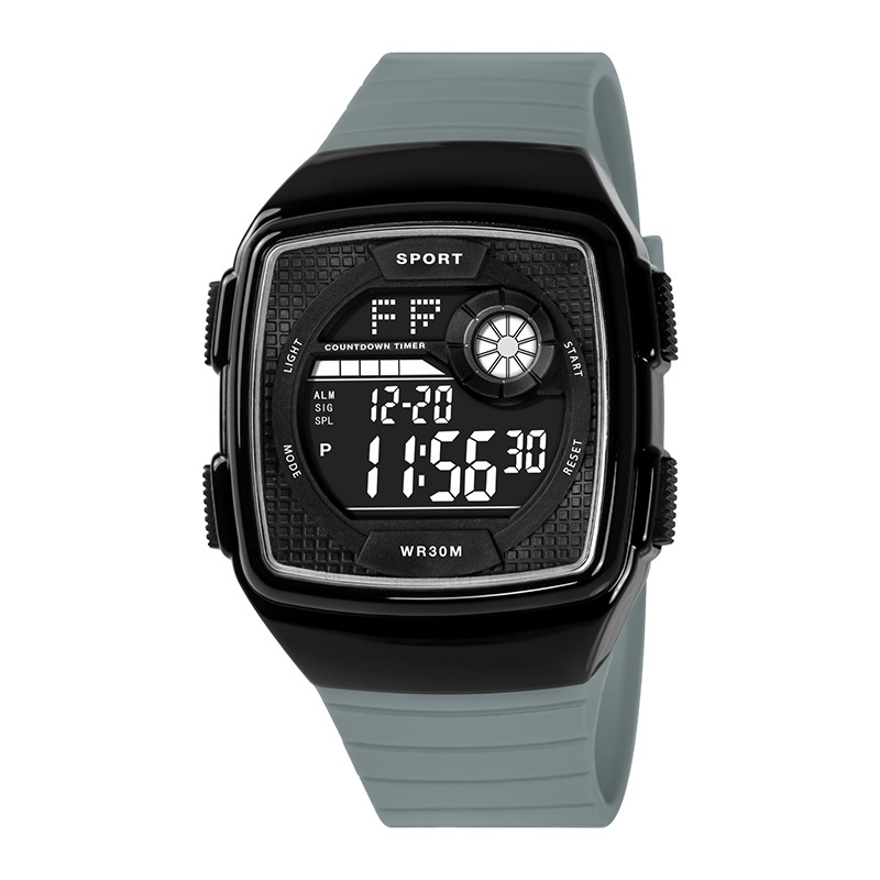 Tendencia de hombres cuadrados estudiantes adolescentes cronógrafo reloj electrónico alarma multifuncional luz nocturna reloj electrónico al por mayor