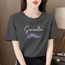 高品质烟灰色短袖t恤女宽松2025夏季新款简约休闲百搭女夏装上衣