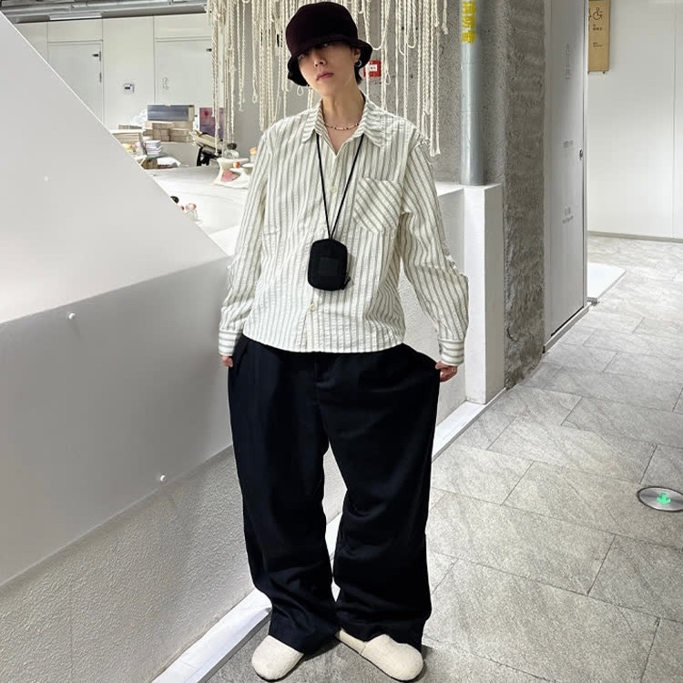2025新款秋季竖条纹衬衫长袖轻奢垂坠感男款宽松慵懒风衬衣外套|undefined