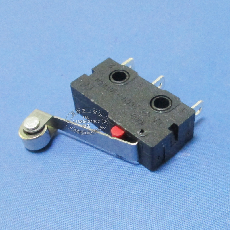 柄长20mm带铜轮子行程开关20*10三脚全铜耐温ROHS微动开关KW12-N