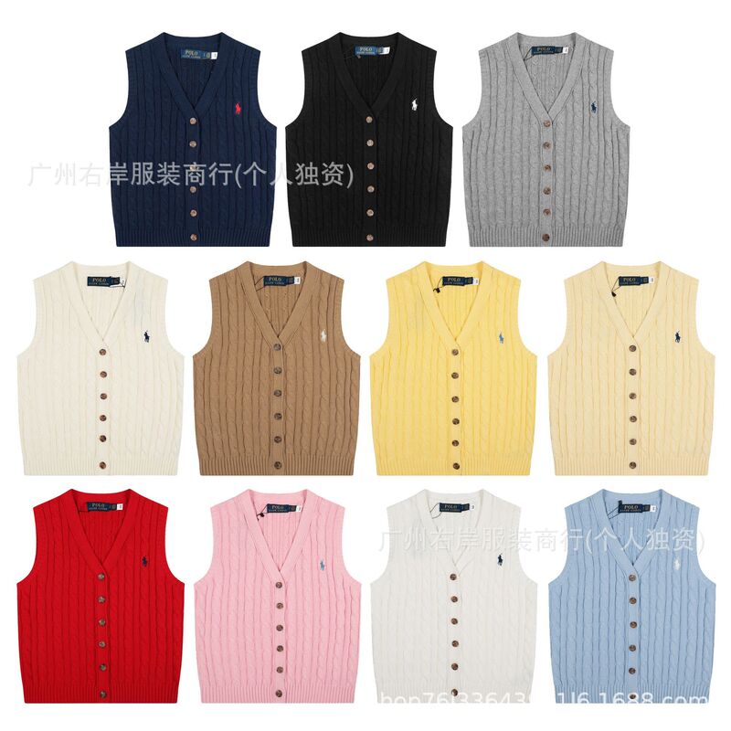 Ralph Lauren Small Pony Logo Cable Knit Vest Men's V-Neck Cardigan Simple Versatile Spring and Autumn New Sweater Vest Ralph Lauren Small Pony Logo Cable Knit Vest Men's V-Neck Cardigan Simple Versatile Spring and Autumn New Sweater Vest