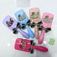 可爱闪钻天鹅蝴蝶结方形形状男女气垫梳便捷顺发气囊梳头部按摩梳