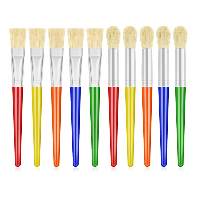 Cross-Border Amazon 10-Piece Bristle Brush Set for Children's Art Painting Plastic Color Rod Watercolor Pen Oil Paint Pen