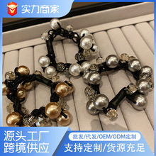 新款气质珍珠手链发绳女两用款头绳设计感扎马尾丸子头橡皮筋发饰