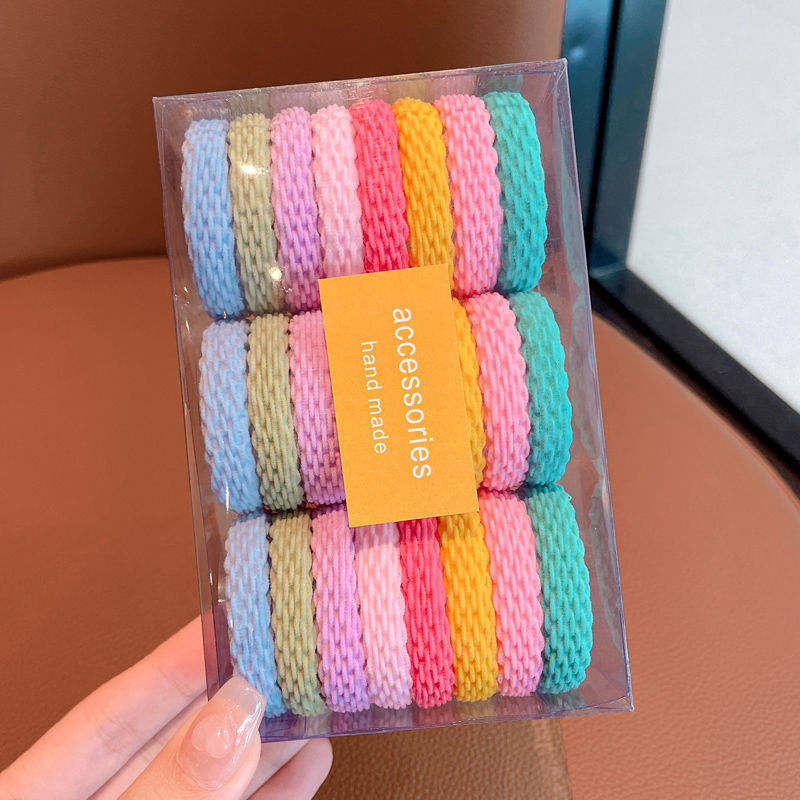 Niños corda de cabello de color macarón niñas corda de cabello de alta elasticidad corda de cabello de corda de cabello gruesa simple anillo de toalla de cola de caballo