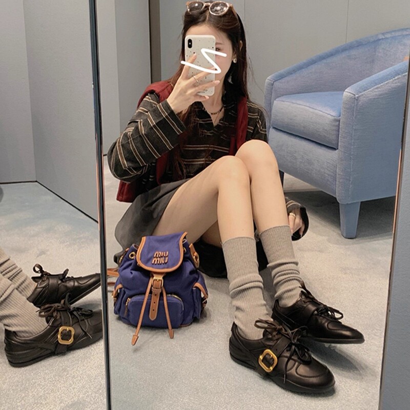 牛皮版~小众复古风皮带扣德训皮鞋女秋百搭内增高系带休闲运动鞋|undefined