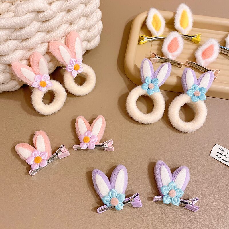 Plush star dew ear flower hair clip hair tie