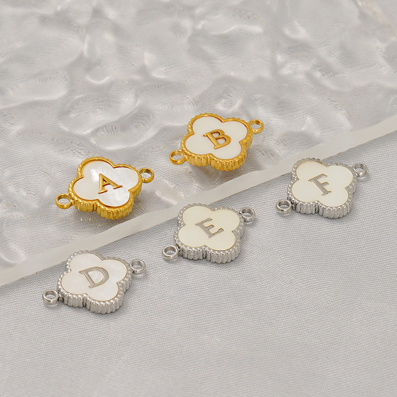 New Arrival Four-leaf Clover Pendant Stainless Steel 18K Gold Necklace Ins Style European and American Simple Letter Pendant Accessories in stock