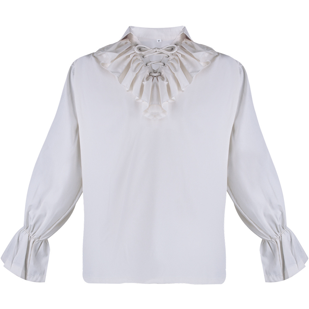 흰색 푹신한 소매 셔츠