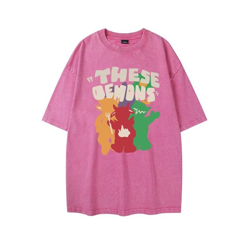Summer retro cotton trend cartoon sports short sleeve T-shirt