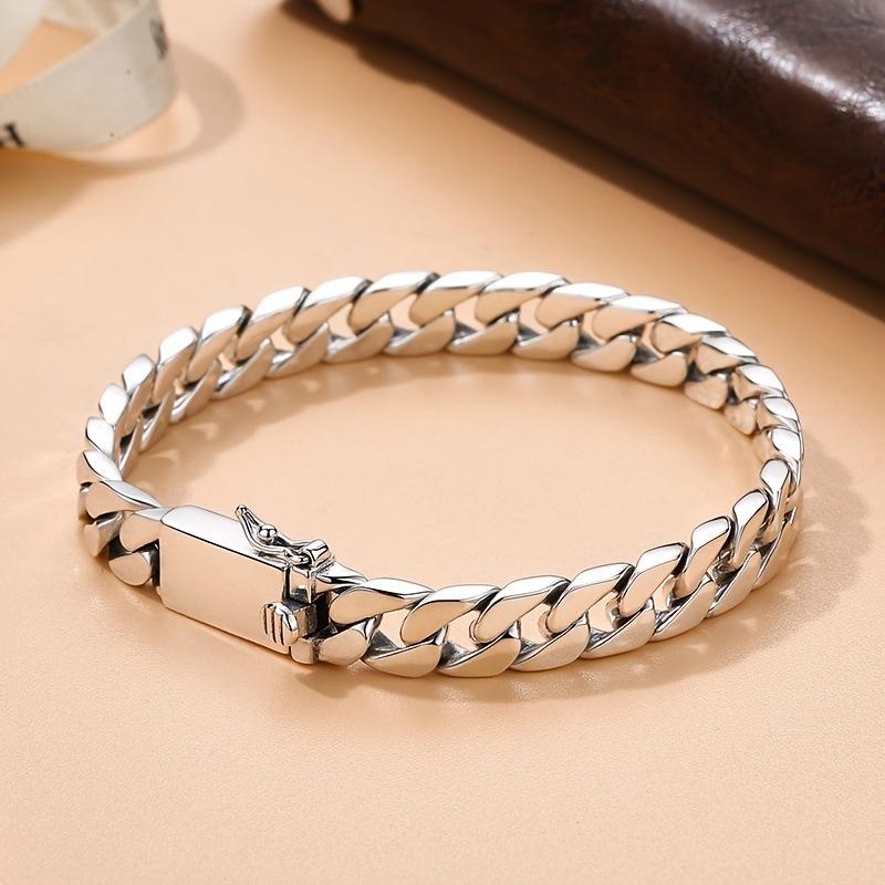 High Quality Fashion Personality Miami Cuban Chain Men's Metal Bracelet Trendy Classic Banquet Jewelry Wholesale