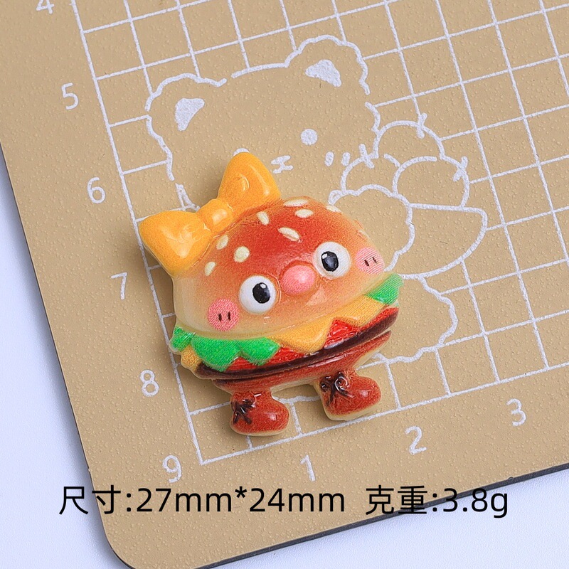 创意表情汉堡食玩卡通diy饰品配件洞洞鞋扣材料奶油胶树脂小配件|undefined
