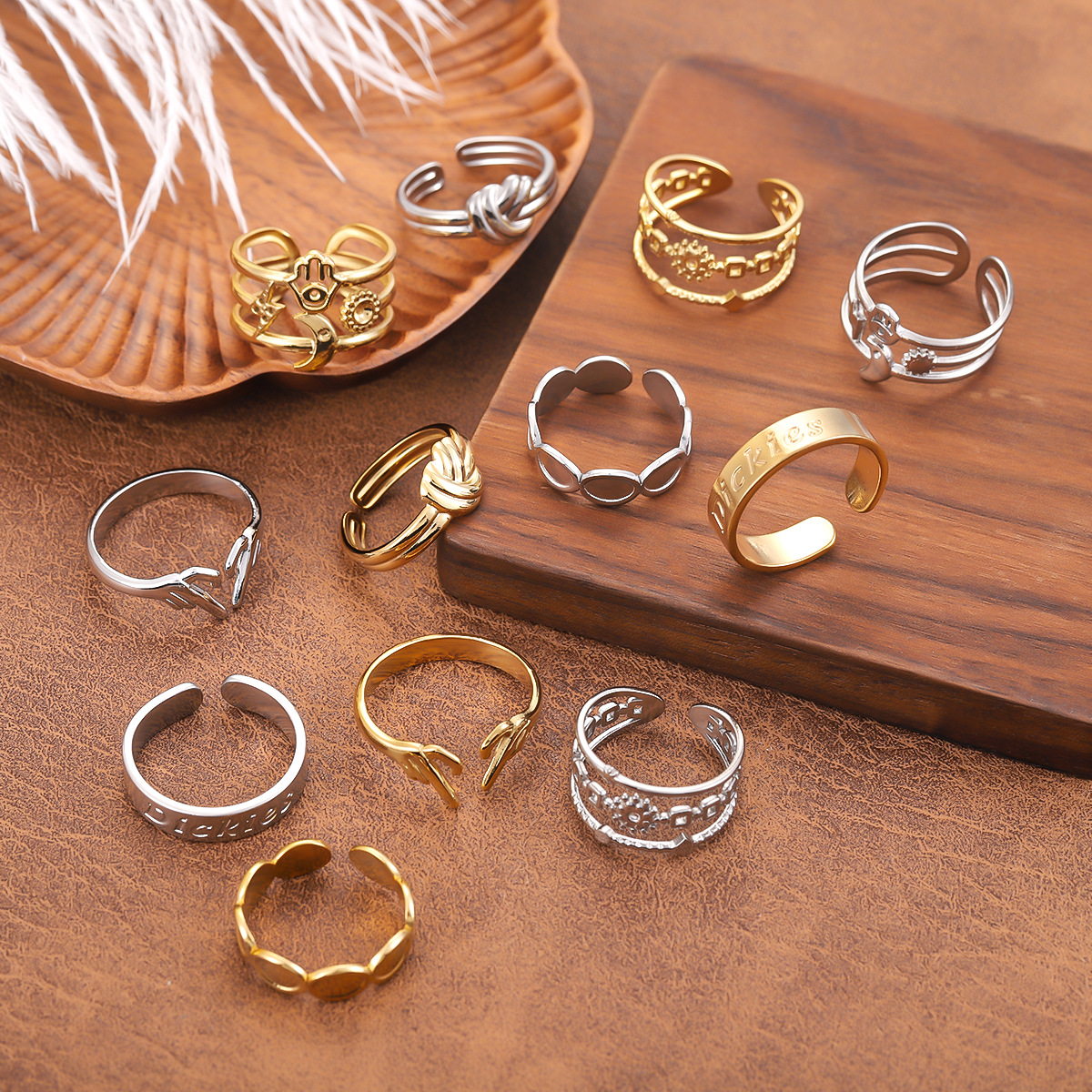 Fashionable retro adjustable universal ring stainless steel