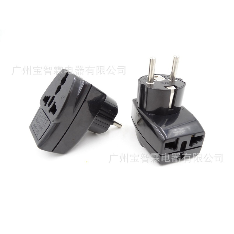 8孔插座 一转三欧标电源转接头 CE认证万用孔转德式插头16A250V