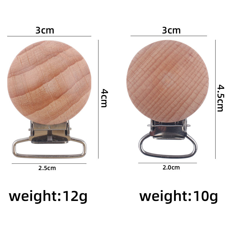 Nuevo bebé suministros 30mm madera de haya color chupete clip creativo DIY chupete cadena accesorios de joyería