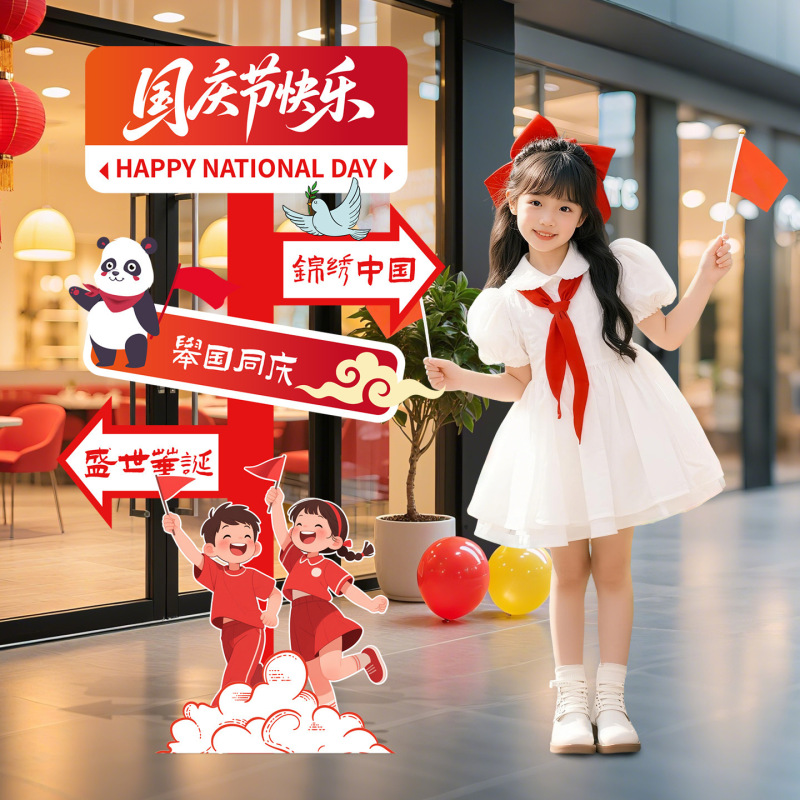 国庆节氛围场景布置装饰商场店铺橱窗主题活动打卡道具kt展板摆件|undefined