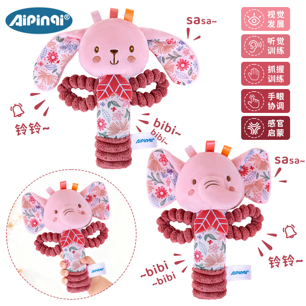 Aipinqi nuevo palo rosa para bebés apaciguando peluche palo de agarre juguetes para bebés 0 - 1 años campana al por mayor