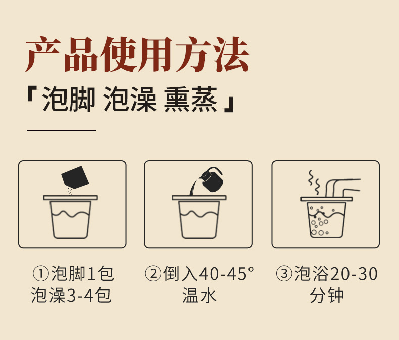 Ai Yue Ya Mugwort Foot Soak Liquid 18 Herb Concentrate No-Cook Home Foot Bath 40ml x 10 Packs in use