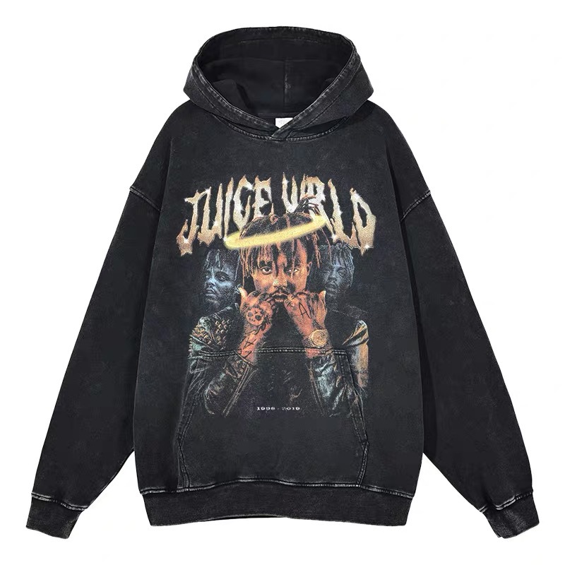 Eminem Travis Scott Tupac XXX American Hip Hop Rap Vintage Imprint Water Washed Hooded Sweater