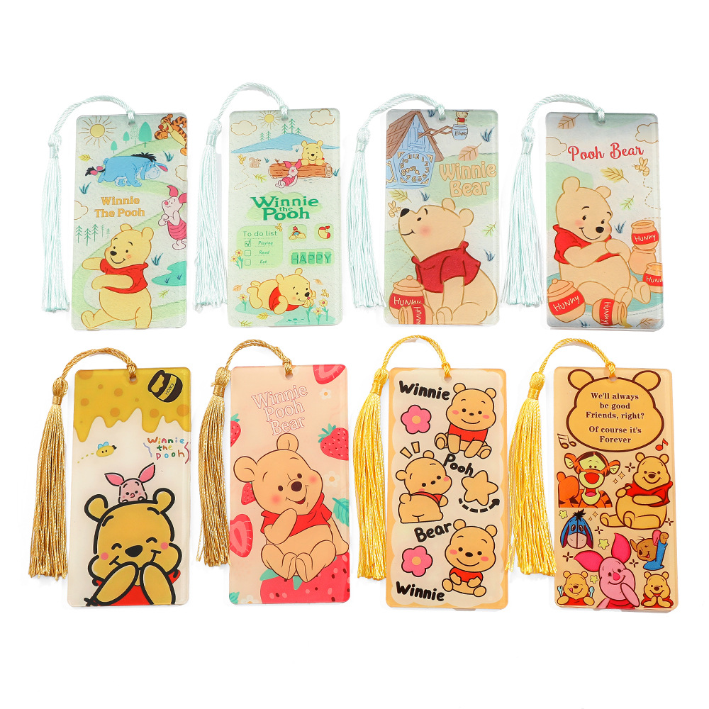 高顏值維尼熊亞克力書籤卡通小熊維尼學生書籤文具禮物送同學朋友
