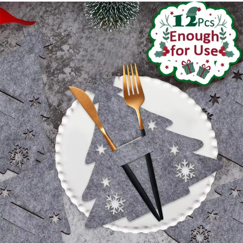 国境を越えた現物フェルトクリスマスナイフフォーク袋食器包装袋クリスマス食器コースタークリスマス装飾品|undefined