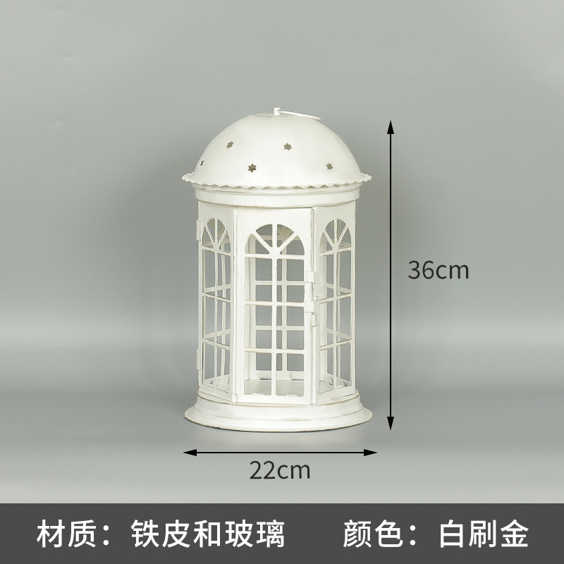 Blanco boda candelabro linterna boda carretera plomo accesorios atmósfera lámpara Marruecos viento lámpara decoración a prueba de viento vela pantalla