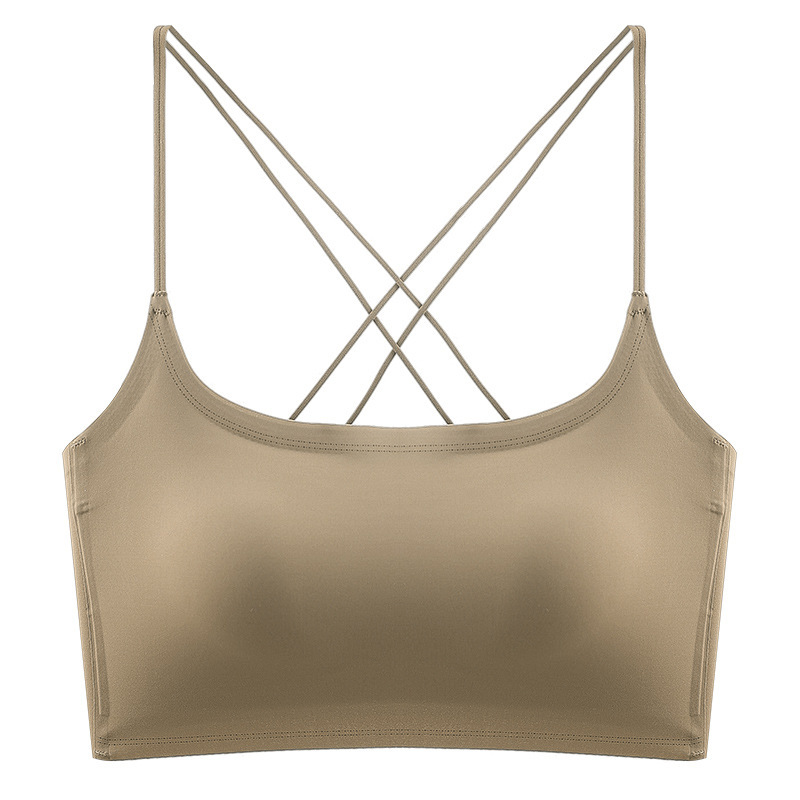6037 línea cuello cuadrado taza fija top de tubo hermosa espalda cruzada ropa interior sin costuras textura de seda de hielo sujetador fino transpirable