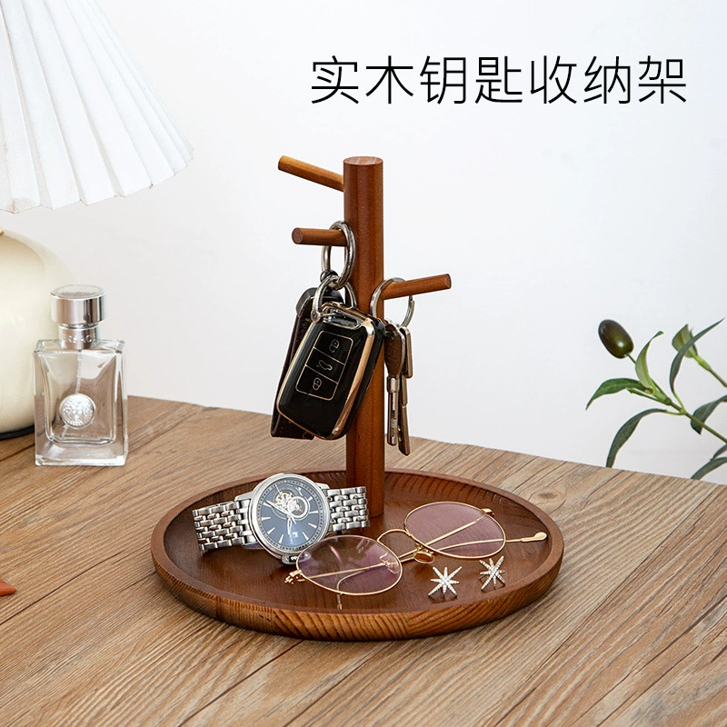 Вешалка для ключей для гостиной, настольная вешалка для хранения косметики, стеллаж для хранения ювелирных изделий, браслеты из цельного дерева, украшения