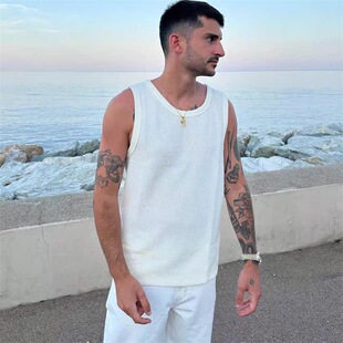Niche Trendy Brand Aime Leon Dore American Retro Men's and Women's Mesh Cut Out Sleeveless Shirt Pure Color Versatile Vest