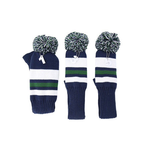 Amazon's new golf knitted hat cover, horizontal stripe club cover, plush putter protective cover, customized LOGO