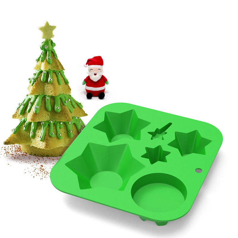 新しいクリスマス5連チョコレート金型シリコンケーキクリスマスツリークリスマス手袋クリスマス人形装飾品|undefined