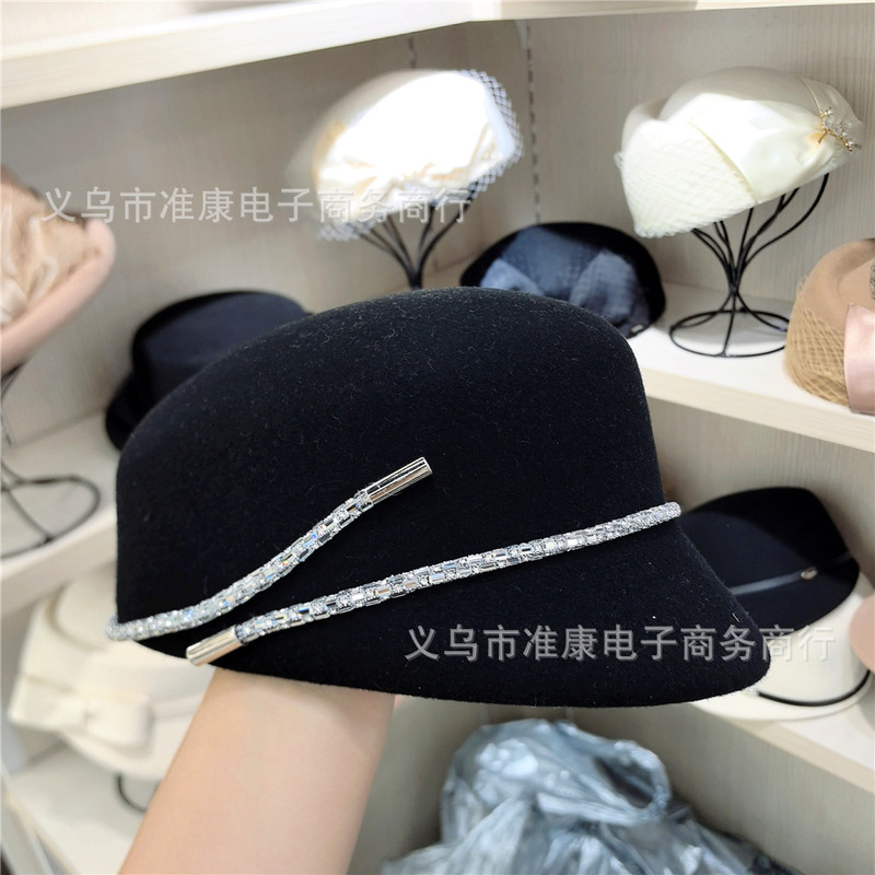 新款法式毛呢毡帽女秋冬羊毛八角帽女士冬天英伦复古百搭帽子批发|undefined