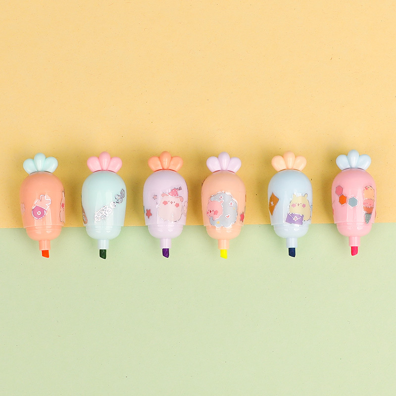 6020 rábano rotulador estudiante diario pluma marcador lindo etiqueta engomada de la historieta DIY regalo forma rotulador