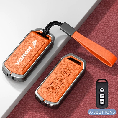 Tian Motorcycle Sensor Key Cover Car key bag - standard-model-a-orange-zinc-alloy-case-hand-strap