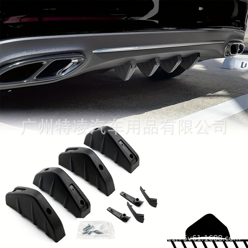 4-Piece Universal Abs Car Modified Rear Bumper Diffuser Spoiler Rear Bumper Lip Diffuser Anti-Scratch and Collision Protection