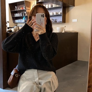 plus size women's clothing chubby girl autumn new 200kg fat sister v-neck sweater long plus fat sweater women
