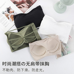 直播日系無肩帶抹胸少女一字圍性感交叉鏤空美背防走光百搭