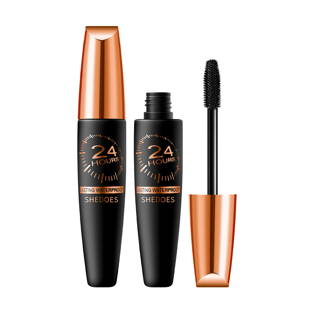 Shedoes maquillaje transfronterizo de 24 horas, sin manchas, sin decoloración, impermeable, a prueba de sudor, forma gruesa, alargamiento de la máscara