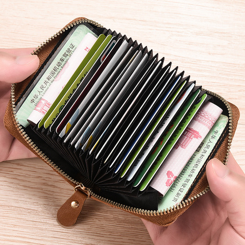 Men's Anti-Magnetic Theft-Proof Document Card Holder, Compact Multi-Card Slot Accordion Style Card Case, Large Capacity Bank Card Holder for Women