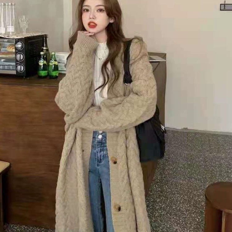 Демисезонный длинный свитер, кардиган, жакет, средняя длина, oversize, корейский стиль, европейский стиль