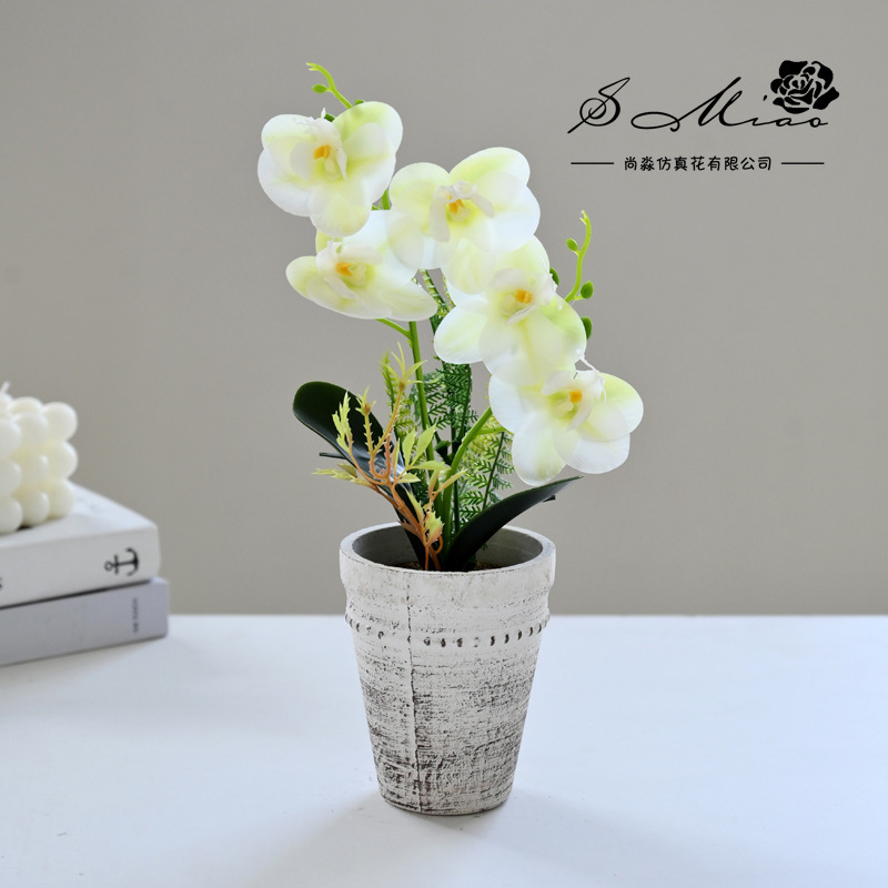 Flores falsas dos pinzas sensación de orquídea mariposa pequeña simulación de bonsai decoración de flores interiores adornos flores artificiales simulación de maceta image 8