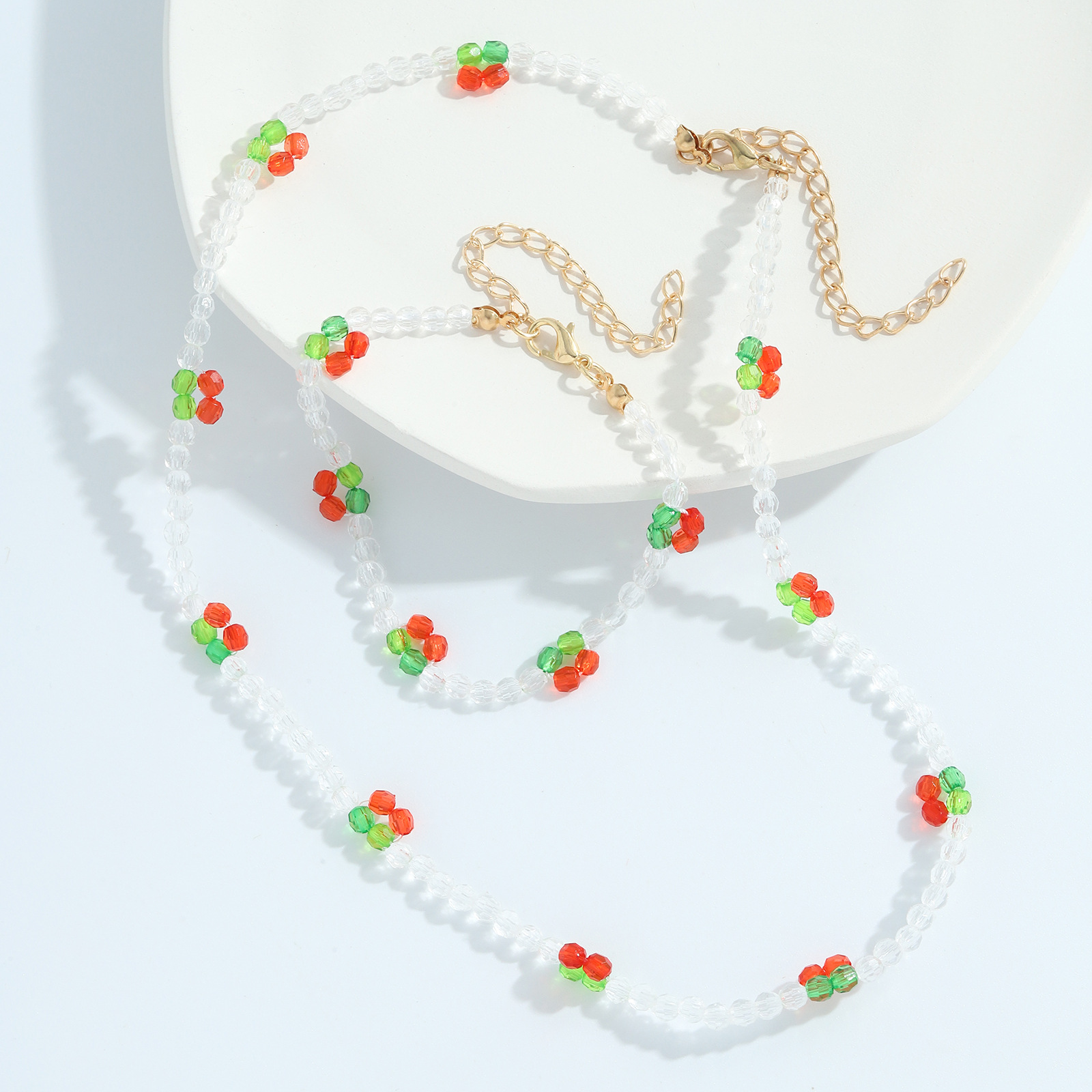 simple beads acrylic cherry chain multilayer necklace bracelet setpicture11