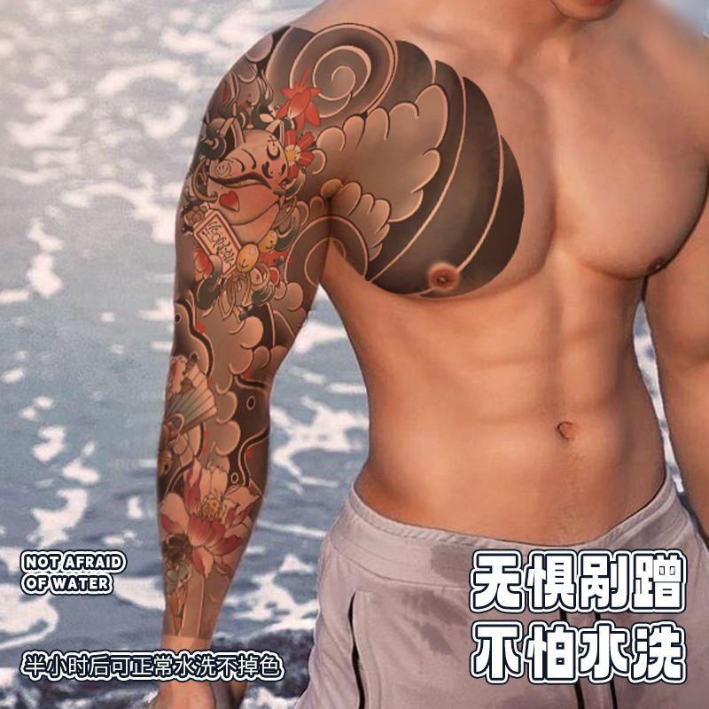 Pegatinas de tatuaje de brazo completo, diseño floral tradicional chino, impermeables y resistentes al sudor, fabricante directo