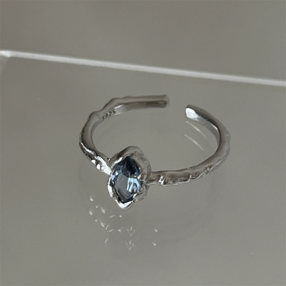 Retro ring, silver 925, one size, index-finger stackable beaded design